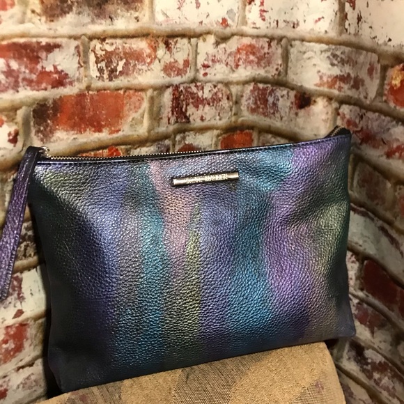 Steve Madden Metallic Rainbow Multi Colored Leather Clutch - Picture 11 of 16